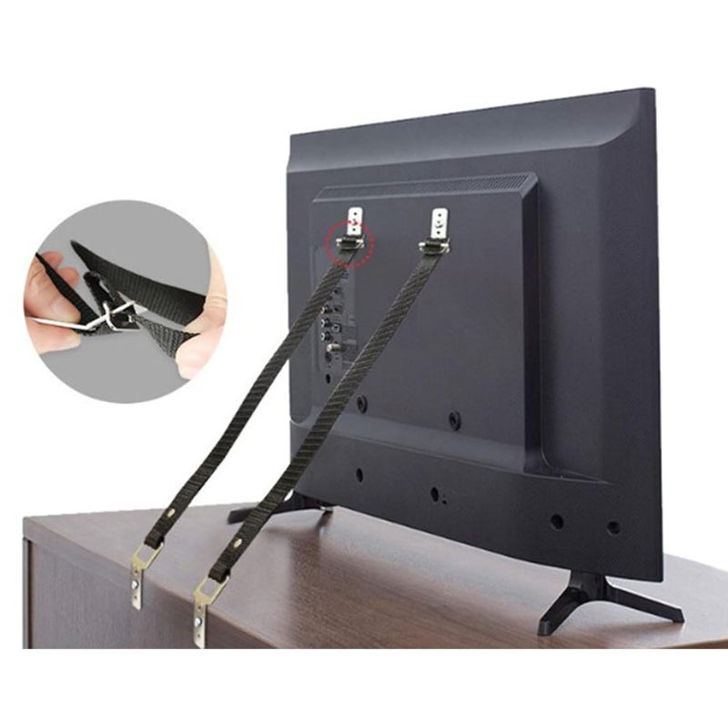 2 Pack Heavy Duty Anti Tip Furniture Straps Set for Cabinets and Home Appliances Black Zinc Alloy - Image 5